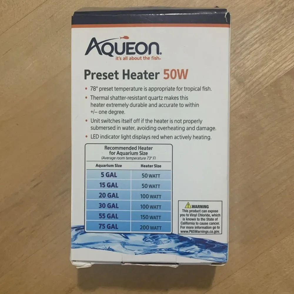 Aqueon Preset Aquarium Heater 50 Watts for Aquariums up to 20 Gallons